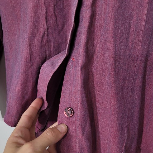 Chlorophylle Long Sleeve Button Down Shirt Blouse Top Maroon Roll Tab Sleeves M - Picture 8 of 12